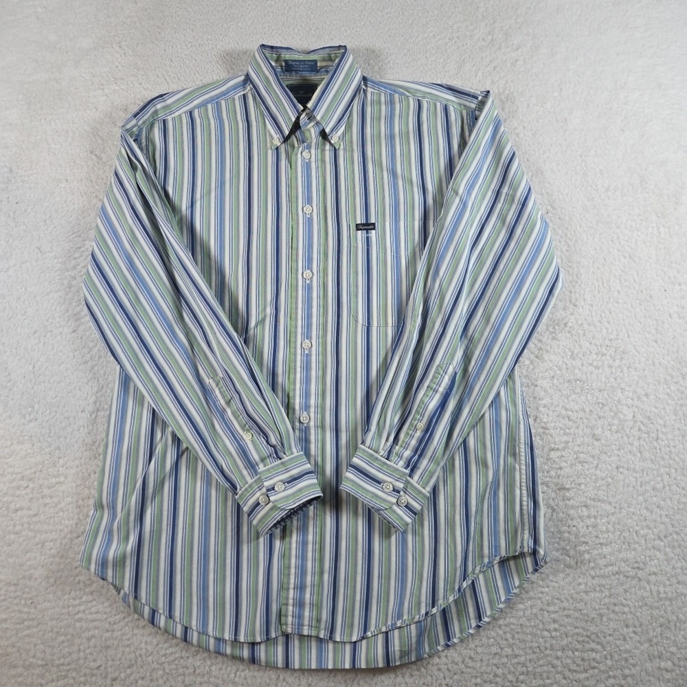 Vintage Faconnable Long Sleeve Button Down Shirt Mens Medium Made In USA Striped